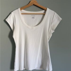 Pilcro White Scoop Neck Cap Sleeve Tee